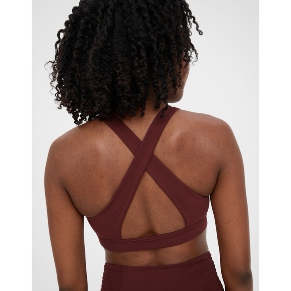 NWT Aerie Real Me Ruched Sports Bra Chocolate Brown Womens Size XS - Picture 3 of 11